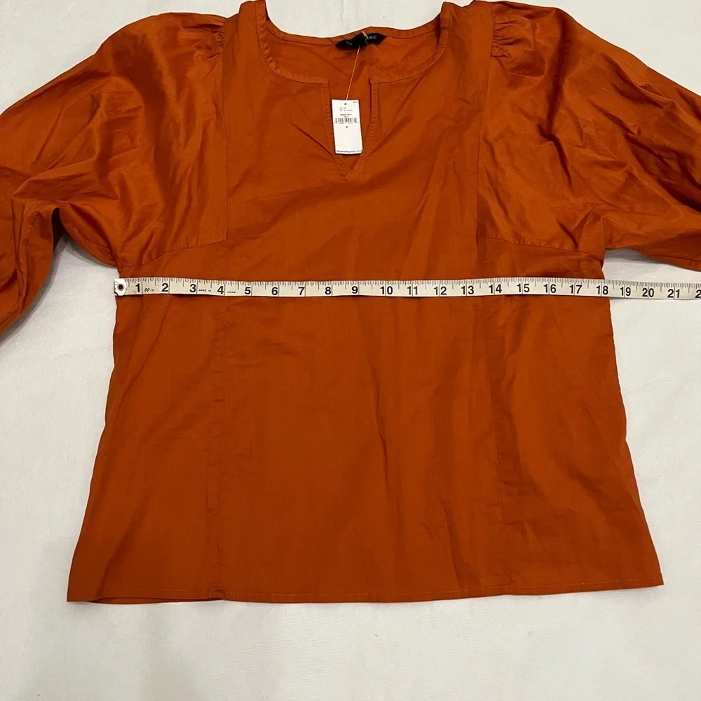 Banana Republic Orange Embroidered Puff Sleeve Top NWT